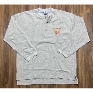 Vintage Montana Grizzlies NCAA Grey Henley Shirt Midwest Embroidery Men Sz XL